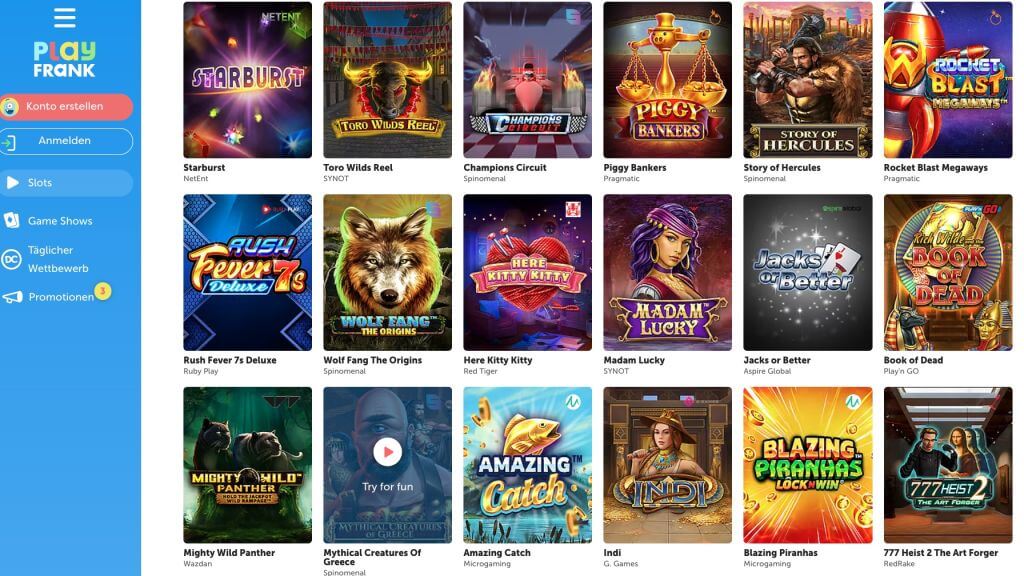 PlayFrank Casino Spiele