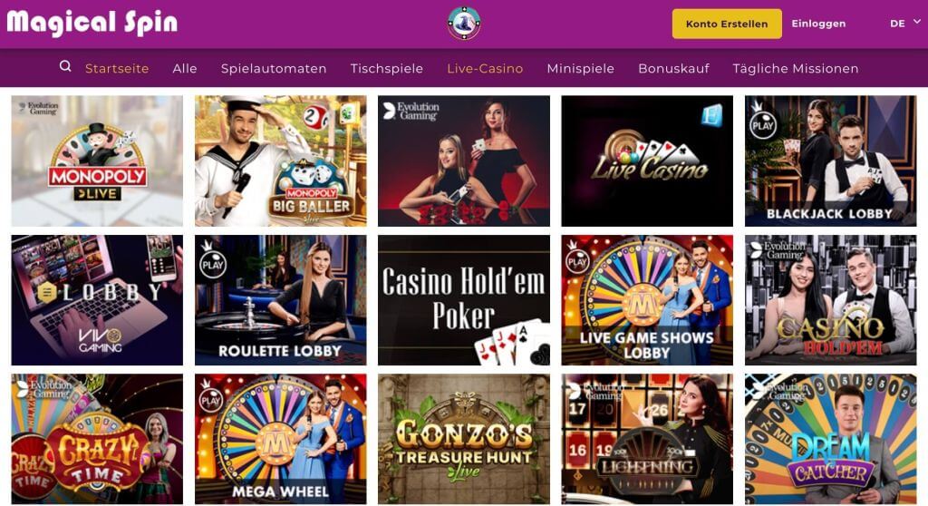 magical spin live casino