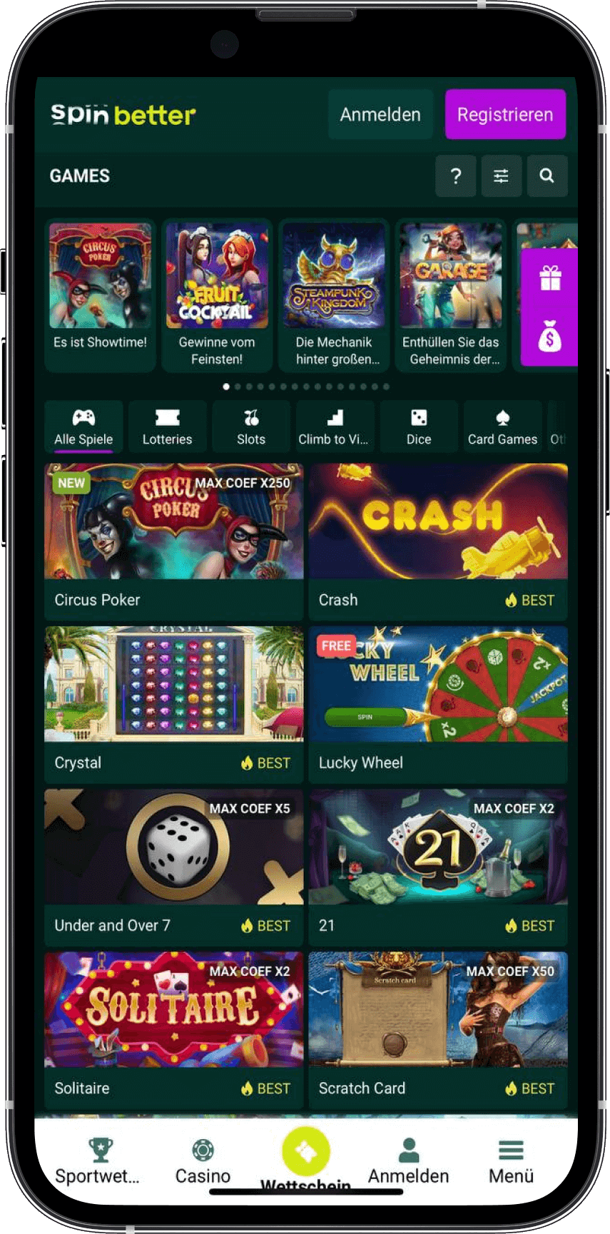 SpinBetter casino mobil