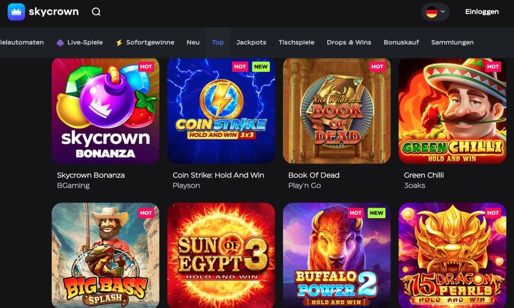 SkyCrown Casino Spiele
