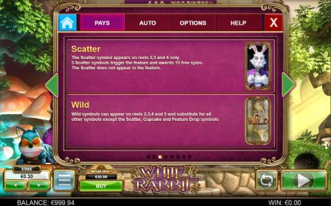 White Rabbit Slot Machine Scatter and Wild Screen