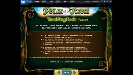 Pixies of the Forest Slot Machine Tumbling Reels Feature Screen