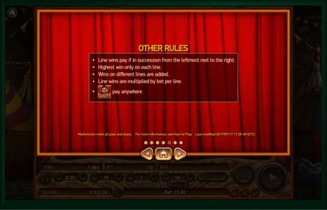 Jugglenaut Slot Machine Other Rules Screen