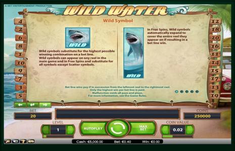 Wild Water Slot Machine Wild Symbol Screen