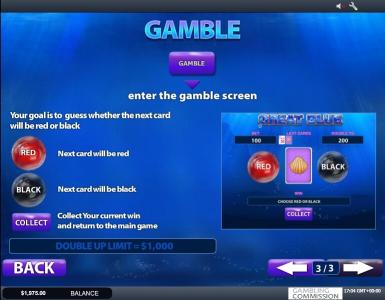 Great Blue Slot Machine Gamble Feature Screen