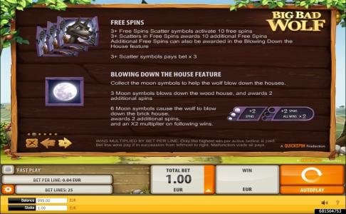Big Bad Wolf Slot Machine Free Spins Bonus Screen