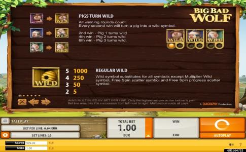 Big Bad Wolf Slot Machine Wild Feature Screen