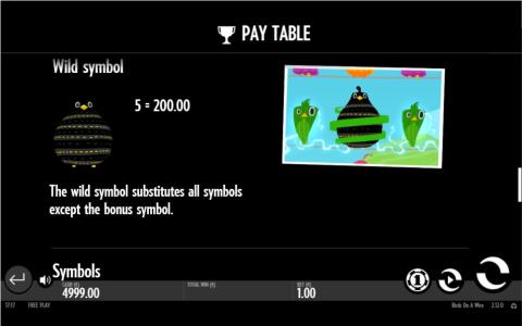 Birds On A Wire Slot Machine Play Table Wild Symbol Screen