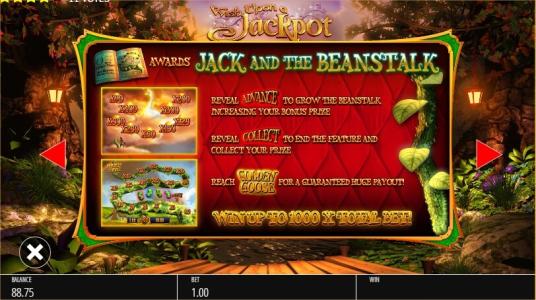 Wish Upon A Jackpot Slot Machine Jack and the Beanstalk Bonus Screen