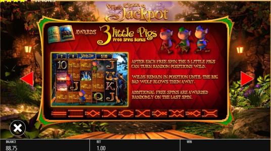 Wish Upon A Jackpot Slot Machine Three Little Pigs Free Spins Bonus Screen