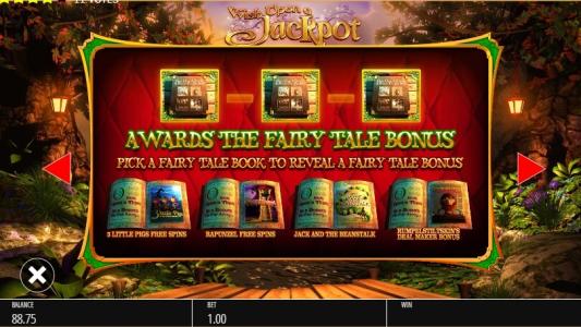 Wish Upon A Jackpot Slot Machine Fairy Tale Bonus Feature Screen