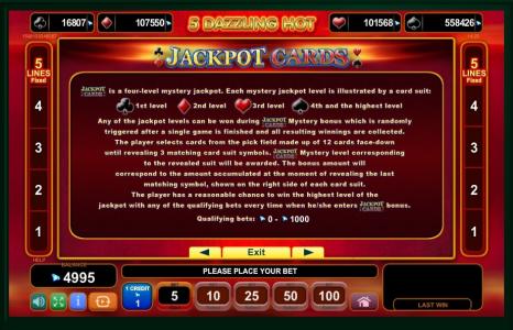 5 Dazzling Hot Slot Machine Jackpot Cards Feature Screen