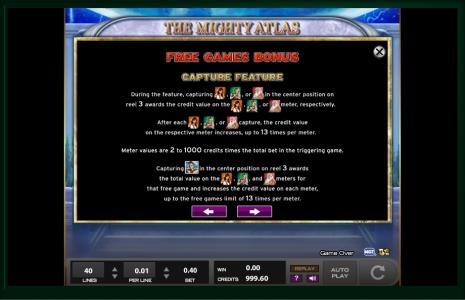The Mighty Atlas Slot Machine Free Spins Bonus Screen
