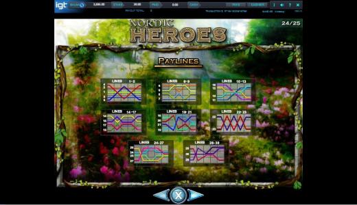 Nordic Heroes Slot Machine Paylines Screen