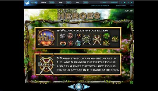 Nordic Heroes Slot Machine Paytable Screen
