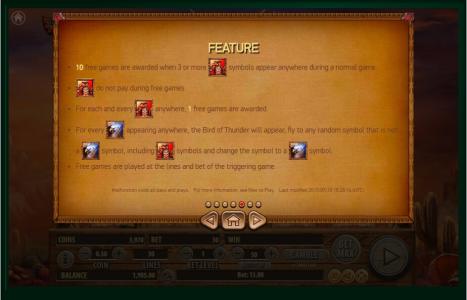 Bird Of Thunder Slot Machine Feature Screen