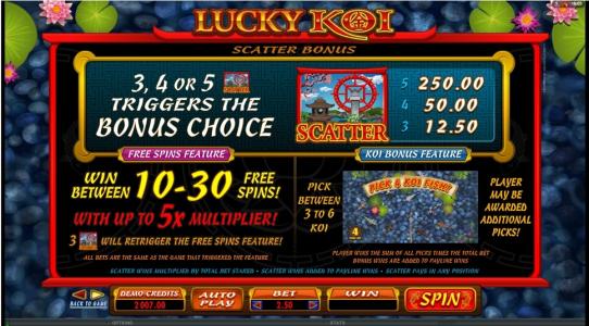 Lucky Koi Slot Machine Scatter Bonus Screen