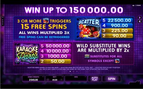 Karaoke Party Slot Machine Free Spins Bonus Screen