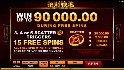 Lucky Firecracker Slot Machine Free Spins Bonus Screen