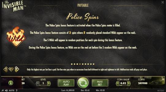 The Invisible Man Slot Machine Free Spins Bonus Screen