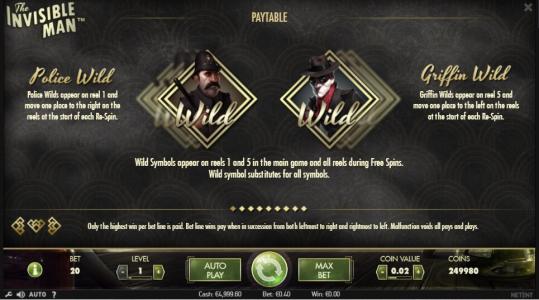 The Invisible Man Slot Machine Wild Symbol Screen