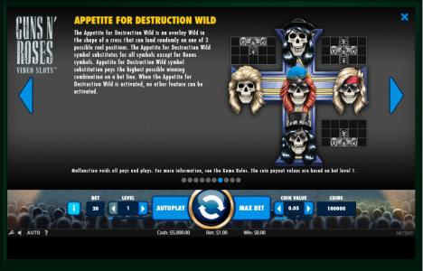 Guns N’ Roses Slot Machine Wild Symbol Screen