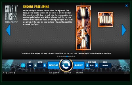 Guns N’ Roses Slot Machine Free Spins Bonus Screen