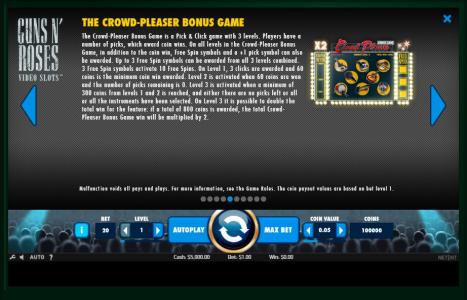 Guns N’ Roses Slot Machine Bonus Game Screen