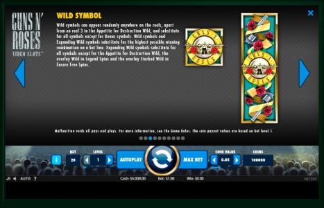 Guns N’ Roses Slot Machine Wild Symbol Screen