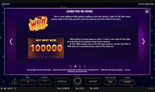 Joker Pro Slot Machine Free Spins Bonus Screen