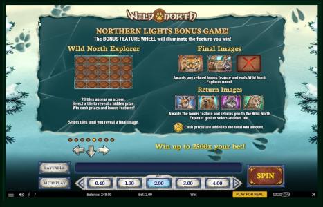 Wild North Slot Machine Northern Lights Bonus Game Screen
