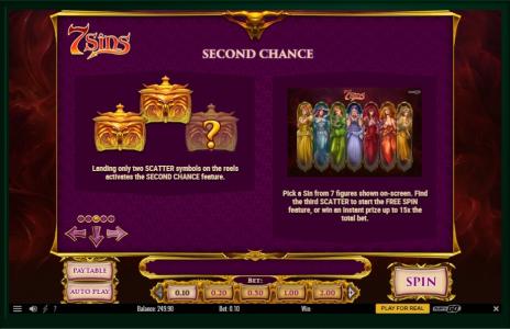 7 Sins Slot Machine Scatter Awards and Wild Symbol Screen