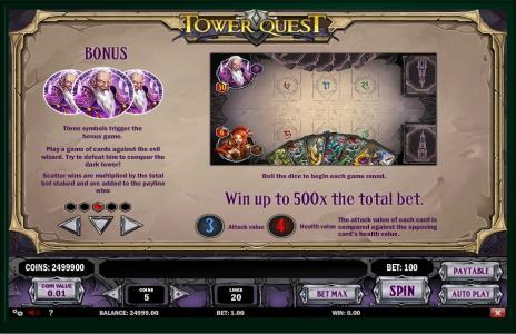 Tower Quest Slot Machine Bonus Game Screen