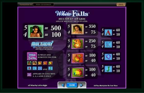 White Orchid Slot Machine Paytable Screen