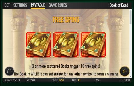 Book of Dead Slot Machine Free Spins Bonus Screen