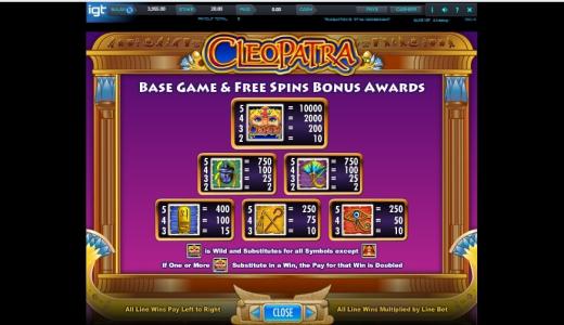 Cleopatra II Slot Machine Free Spins Bonus Screen