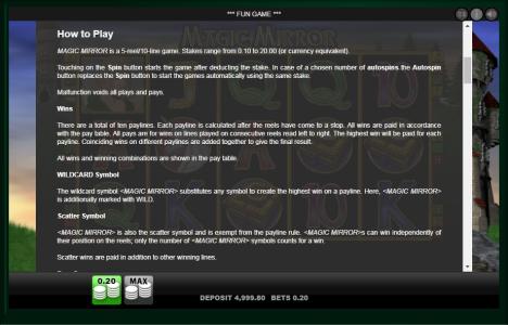 Magic Mirror Slot Machine Scatter Awards and Wild Symbol Screen