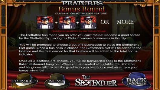 The Slotfather Slot Machine Bonus Round Screen