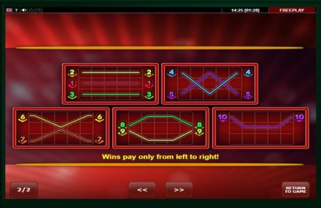 Ultra Seven Slot Machine Paylines Screen