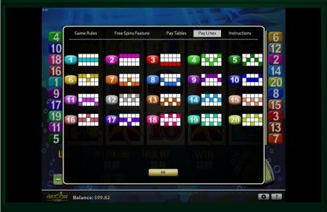 Dolphin Treasure Slot Machine Paylines Screen