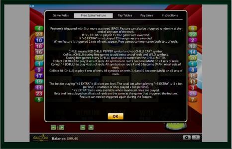 More Chilli Slot Machine Free Spins Bonus Screen