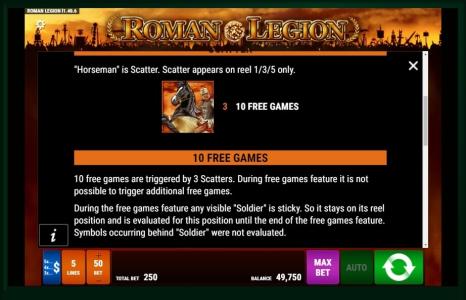 Roman Legion Slot Machine Free Games Screen