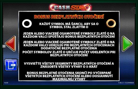 Cash Stax Slot Machine Free Spins Bonus Screen