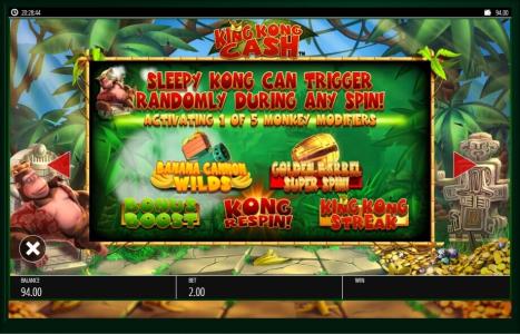 King Kong Cash Slot Machine Wild Symbol Screen