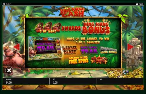King Kong Cash Slot Machine Free Spins Bonus Screen