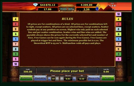 Book of Ra Deluxe Jackpot Edition Slot Machine Game Rules Screen
