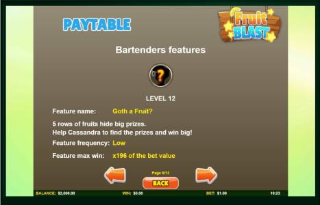 Fruit Blast Slot Machine Paytable Screen
