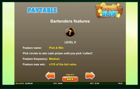 Fruit Blast Slot Machine Paytable Screen