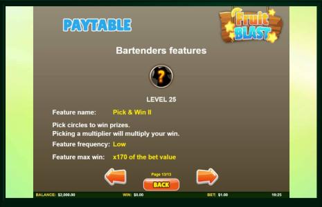 Fruit Blast Slot Machine Paytable Screen