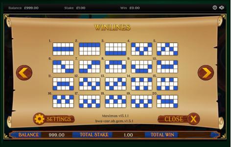 Balthazars Wild Emporium Slot Machine Paylines Screen